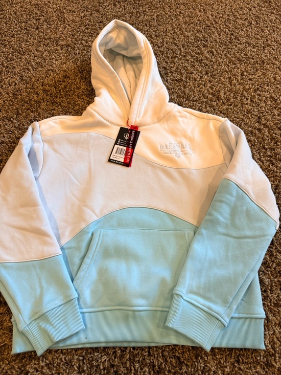 Baseball Lifestyle 101 Other - Baseball Division Kids Colorblock Hoodie - Light Blue & White